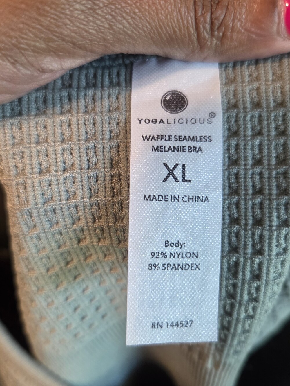 Yogalicious Women's Mint Green Waffle Knit Seamless Melanie Sports Bra Sz XL - Picture 4 of 6